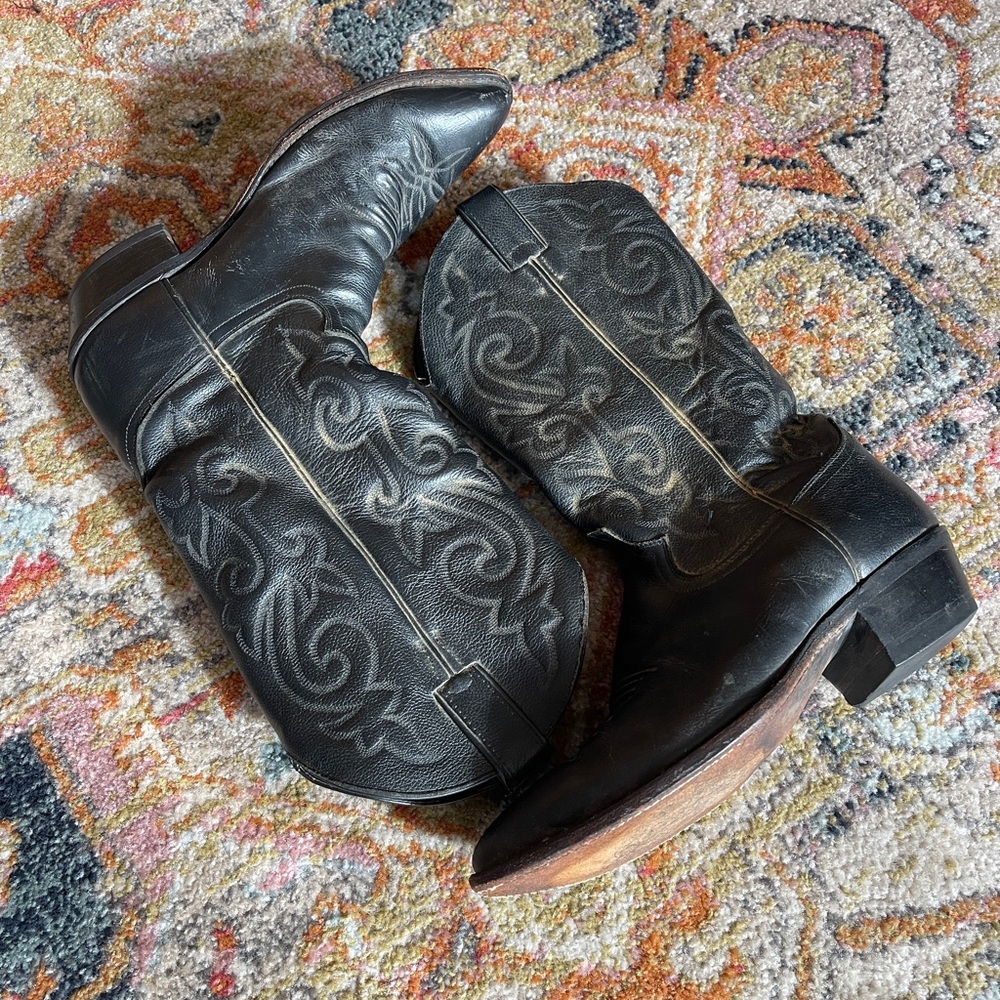 Justin Boots Black Embroidered Western Boots